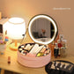 Smart LED Makeup Bag With Mirror Lights - Large Capacity Women Beauty Bag  - PU Leather Travel Organizers Cosmetic Case