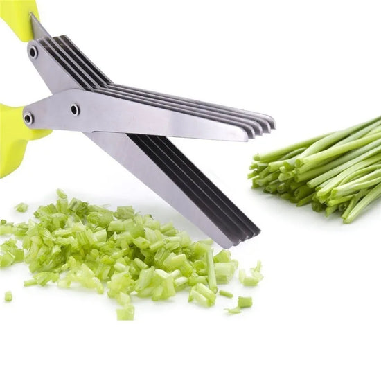 Radiance Multifunctional Multi-layer Green Onion Scissors Stainless Steel Onion Cutting Knife Herb Seaweed Spice Scissors Kitchen Scissor Kitchen Gadgets