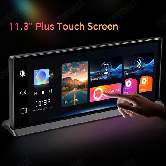 4K 11.3inch Wireless CarPlay Dash Cam Portable Car Radio Screen Android Auto Voice Control BT